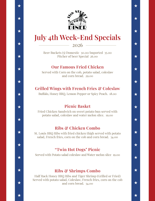 July 4th Week End Menu